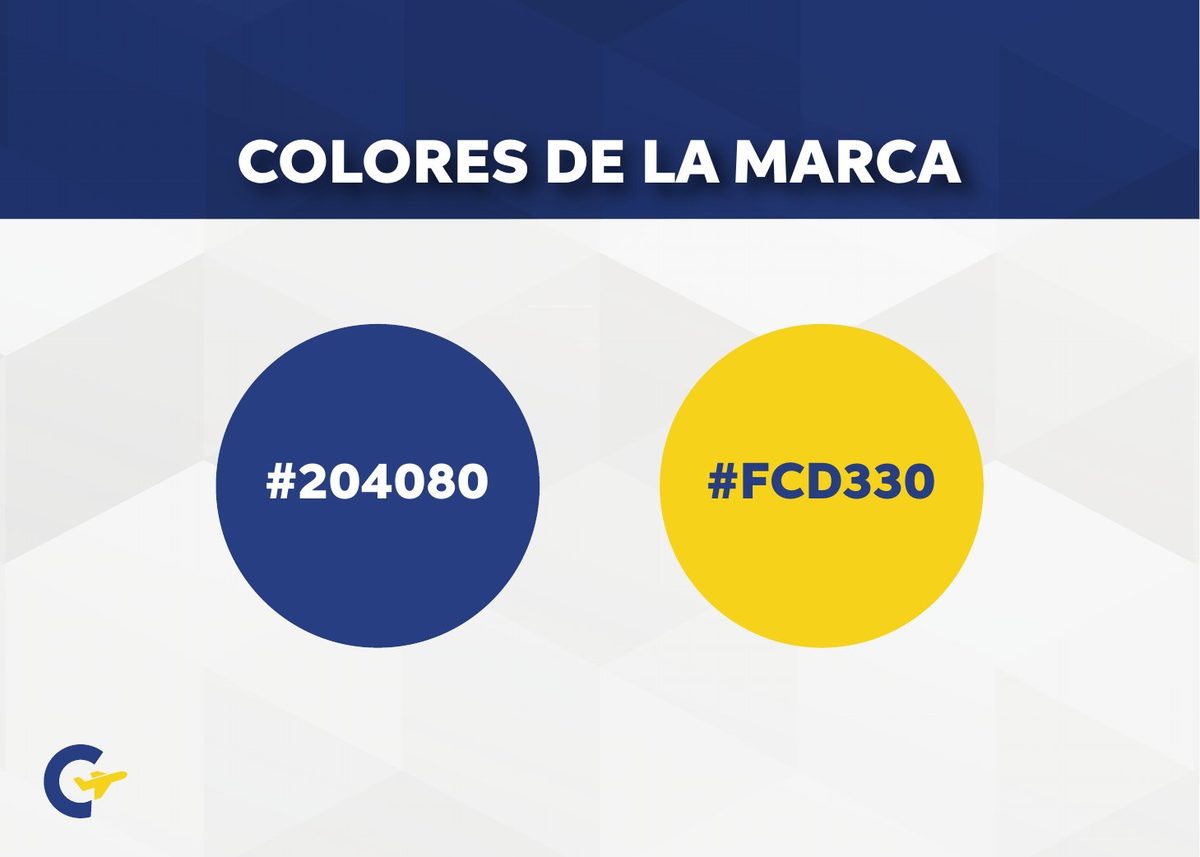 Paleta de color de Viajes García: azul marino #204080 y amarillo #FCD330